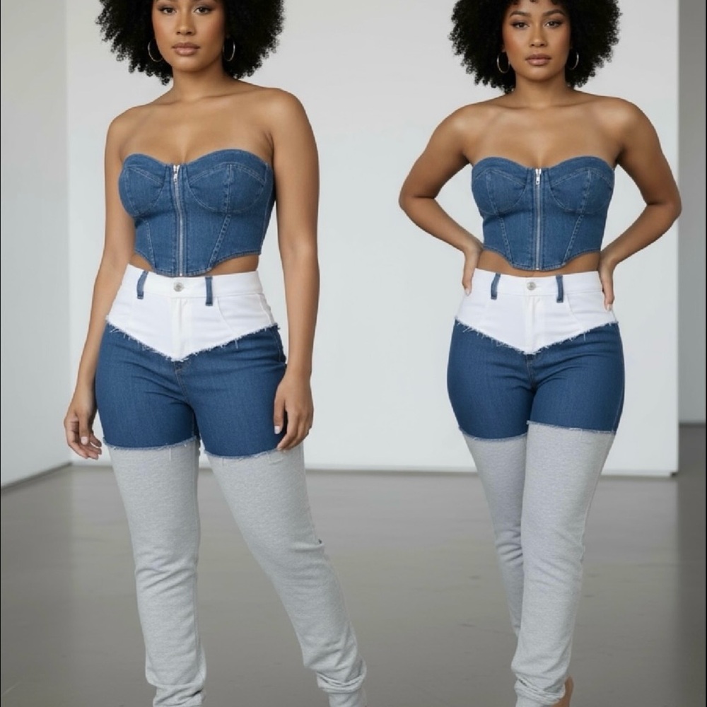 Stylish Blue and Gray Women's Jeans